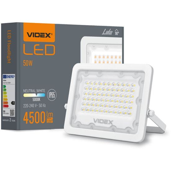 VIDEX Reflektor LED světlomet 50W 4500lm 5000K IP65 bílý LUCA