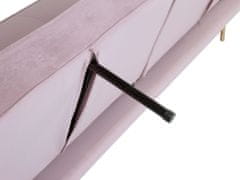 Beliani Třímístná sametová rozkládací pohovka v růžové VISNES