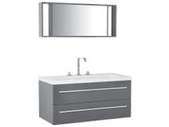 Beliani Šedý nástěnný nábytek do koupelny se zásuvkou a zrcadlem ALMERIA