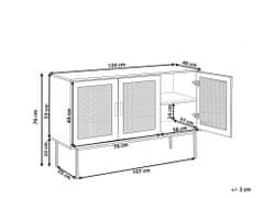 Beliani Komoda se 3 ratanovými dveřmi ve světlém dřevě PASCO