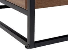 Beliani Konferenční stolek se skleněnou deskou a policí tmavé dřevo / černý WACO