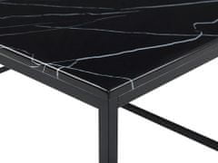 Beliani Konferenční stolek, černý s mramorovým efektem DELANO