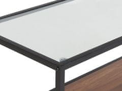 Beliani Konzolový stolek se skleněnou deskou tmavé dřevo / černý TAOS