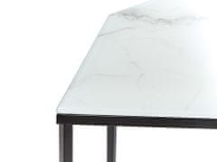 Beliani Skleněný konzolový stolek efekt bílého mramoru / černá PERRIN