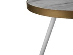 Beliani Odkládací stolek se vzhledem bílého mramoru a bílo-zlatými nohami RAMONA