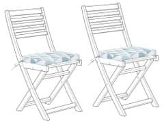 Beliani Sada 2 polštářů na zahradní židli v modrých trojúhelnících 29 x 38 x 5 cm FIJI