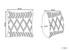 Beliani Bavlněný polštář s geometrickými vzory 45 x 45 cm béžový CORYDALIS