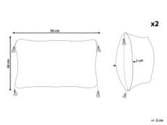 Beliani Sada 2 dekorativních polštářů s geometrickým vzorem 30 x 50 cm černobílá LIRIOPE