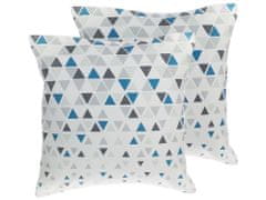 Beliani Sada 2 polštářů geometrických vzorů 45 x 45 cm šedá a modrá CLEOME