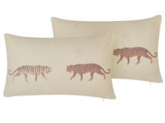 Beliani Sada 2 polštářů s motivem tygra 30 x 50 cm béžová NIEREMBERGIA