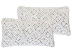 Beliani Sada 2 polštářů s pleteným vzorem 30 x 50 cm bílá ALATEPE