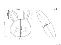 Beliani Sada 2 polštářů ve tvaru králíka 53 x 43 cm bílá KANPUR