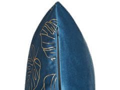 Beliani Sada 2 sametových polštářů se vzorem 45 x 45 cm modré MONSTERA