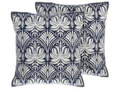 Beliani Sada dekorativních polštářů s ornamenty 45 x 45 cm modrá NEMESIA
