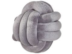 Beliani Sametový uzlový polštář se třpytkami 30 x 30 cm šedý MALNI