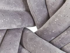 Beliani Sametový uzlový polštář se třpytkami 30 x 30 cm šedý AKOLA