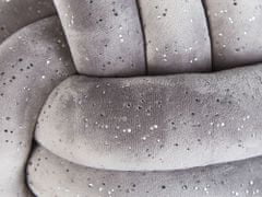 Beliani Sametový uzlový polštář se třpytkami 30 x 30 cm šedý MALNI