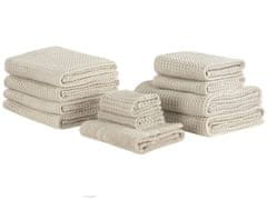 Beliani Béžová sada 11 bavlněných ručníků AREORA