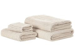 Beliani Béžová sada 4 bavlněných ručníků AREORA