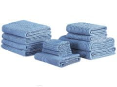 Beliani Modrá sada 11 bavlněných ručníků AREORA