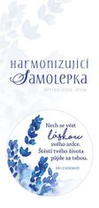 Harmonizující samolepka bílá NEprůhledná "Nech se vést láskou svého srdce. Štěstí tvého života půjde za tebou." průměr 5 cm