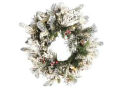Beliani Zasněžený osvícený vánoční věnec 55 cm bílý WHITEHORN