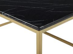 Beliani Konferenční stolek, černý a zlatý s mramorovým efektem DELANO