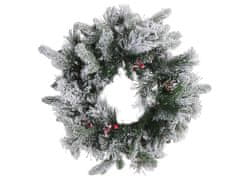 Beliani Zasněžený osvícený vánoční věnec 55 cm bílý WHITEHORN