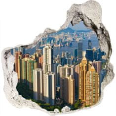 Wallmuralia Fototapeta díra na zeď 3D Hongkong panorama 100x100 cm