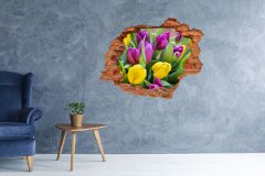 Wallmuralia Samolepící nálepka na zeď Barevné tulipány 90x70 cm