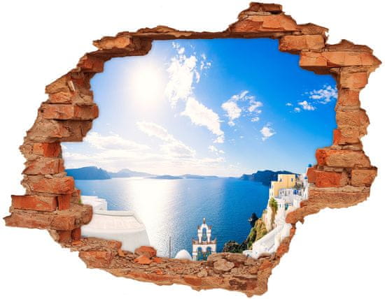 Wallmuralia Díra 3D ve zdi nálepka Santorini Řecko