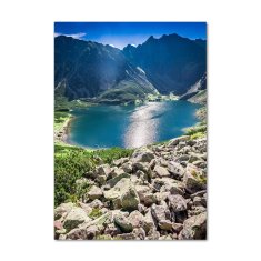 Wallmuralia Vertikální Fotoobraz na skle Černé jezero Tatry 70x100 cm 2 úchytky