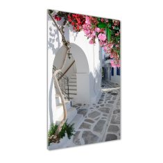 Wallmuralia Vertikální Foto obraz sklo tvrzené Řecká vesnice 50x125 cm 2 úchytky