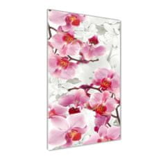 Wallmuralia Vertikální Fotoobraz na skle Růžová orchidej 70x100 cm 4 úchytky