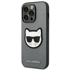 Karl Lagerfeld KLHCP14LSAPCHG hard silikonové pouzdro iPhone 14 PRO 6.1" silver Saffiano Choupette Head Patch