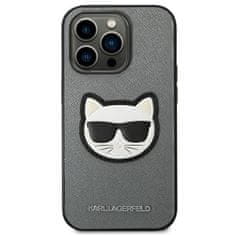 Karl Lagerfeld KLHCP14XSAPCHG hard silikonové pouzdro iPhone 14 PRO MAX 6.7" silver Saffiano Choupette Head Patch