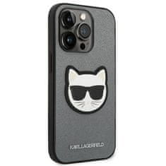 Karl Lagerfeld KLHCP14LSAPCHG hard silikonové pouzdro iPhone 14 PRO 6.1" silver Saffiano Choupette Head Patch