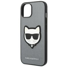 Karl Lagerfeld KLHCP14MSAPCHG hard silikonové pouzdro iPhone 14 PLUS 6.7" silver Saffiano Choupette Head Patch