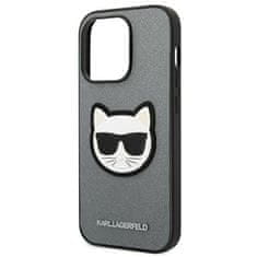 Karl Lagerfeld KLHCP14LSAPCHG hard silikonové pouzdro iPhone 14 PRO 6.1" silver Saffiano Choupette Head Patch