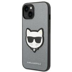 Karl Lagerfeld KLHCP14MSAPCHG hard silikonové pouzdro iPhone 14 PLUS 6.7" silver Saffiano Choupette Head Patch