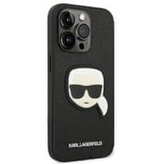 Karl Lagerfeld KLHCP14LSAPKHK hard silikonové pouzdro iPhone 14 PRO 6.1" black Saffiano Karl`s Head Patch