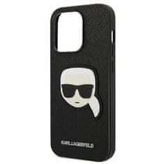 Karl Lagerfeld KLHCP14LSAPKHK hard silikonové pouzdro iPhone 14 PRO 6.1" black Saffiano Karl`s Head Patch