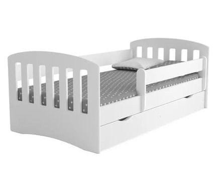 Kocot kids Dětská postel classic 1 bílá se šuplíkem, s matrací 180/80 (LC1_BI_18/8ZS_M) 2*Karton