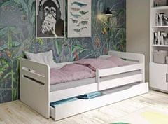 Kocot kids Dětská postel tomi bílá se šuplíkem, s matrací 140/80 (LTO_BI_14/8ZS_M) 2*Karton