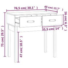 Greatstore Konzolový stolek 76,5 x 40 x 75 cm masivní borové dřevo