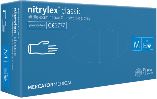 MERCATOR MEDICAL NITRYLEX Jednorázové nitrilové zdravotnické rukavice modré 200 ks