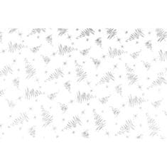 MojeParty Vánoční organza bílá Stříbrné stromečky 36 cm x 5 m