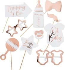 MojeParty REKVIZITY do fotokoutku Baby Shower Rose Gold 10ks