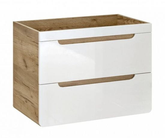 COMAD Comad Skříňka pod umyvadlo ARUBA WHITE 821, 80x59x46 cm, zlatý dub/bílá lesk ARUBA WHITE 821- 80CM FSC