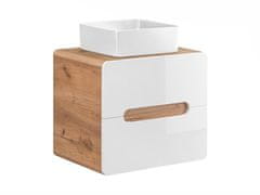 COMAD Comad Skříňka pod umyvadlo ARUBA WHITE 828, 60x53x46 cm, zlatý dub/bílá lesk - ARUBA WHITE 828-UN-60CM FSC